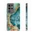 Aquamarine inspired Geode in Watercolor - Impact Resistant Phone Case Samsung Galaxy S21 Ultra Glossy